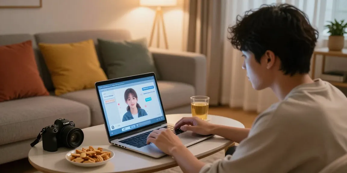 Engaging in nsfw ai chat with animated AI characters in a cozy home setting.
