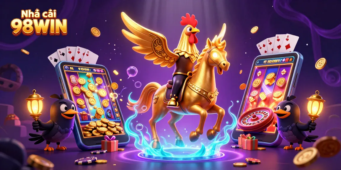 Experience the allure of Nhà cái 98WIN with immersive gaming elements in a vibrant midnight casino