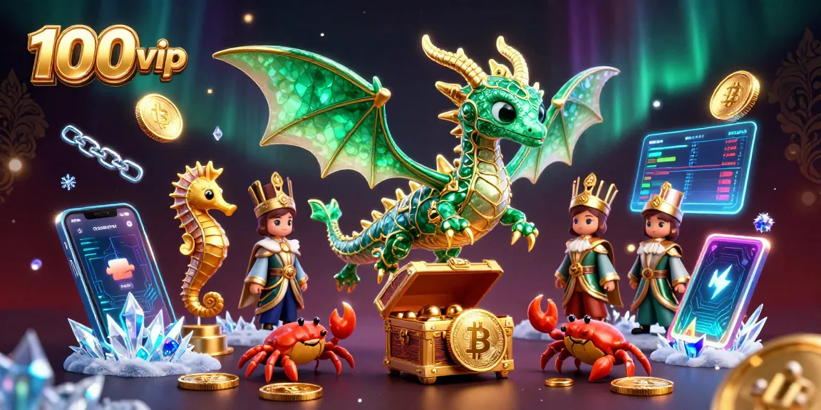 Win big with 100vip's exciting treasure chest supported by a royal seahorse formation.