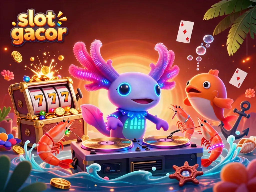 Experience thrilling wins in vibrant slot gacor scenes with cartoon characters and casino elements.
