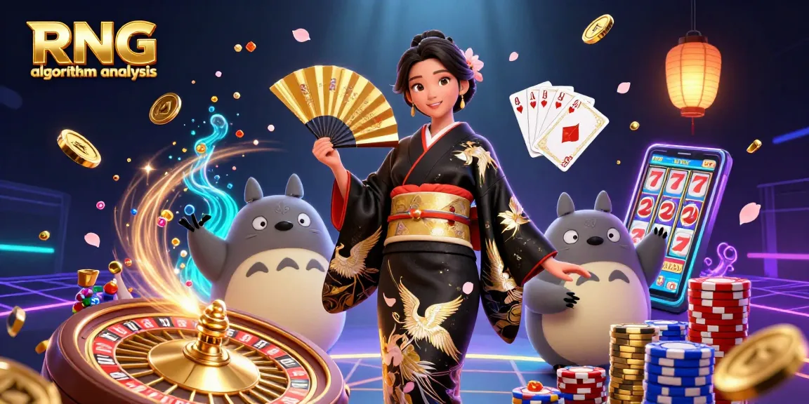 Experience RNG algorithm analysis with vibrant casino elements, elegant characters, and dynamic action.