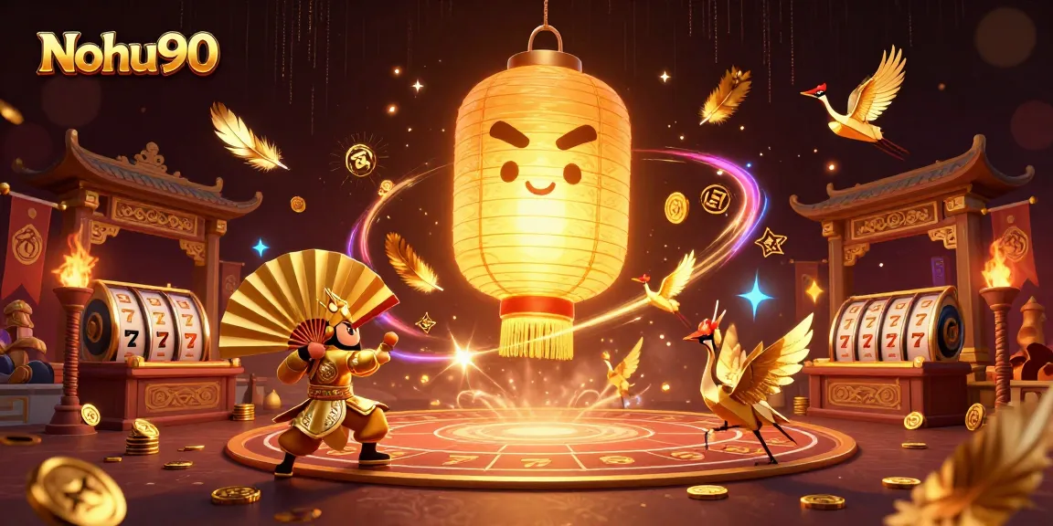 Nohu90 entertains players with vibrant 3D casino action, showcasing slot games and festive characters.