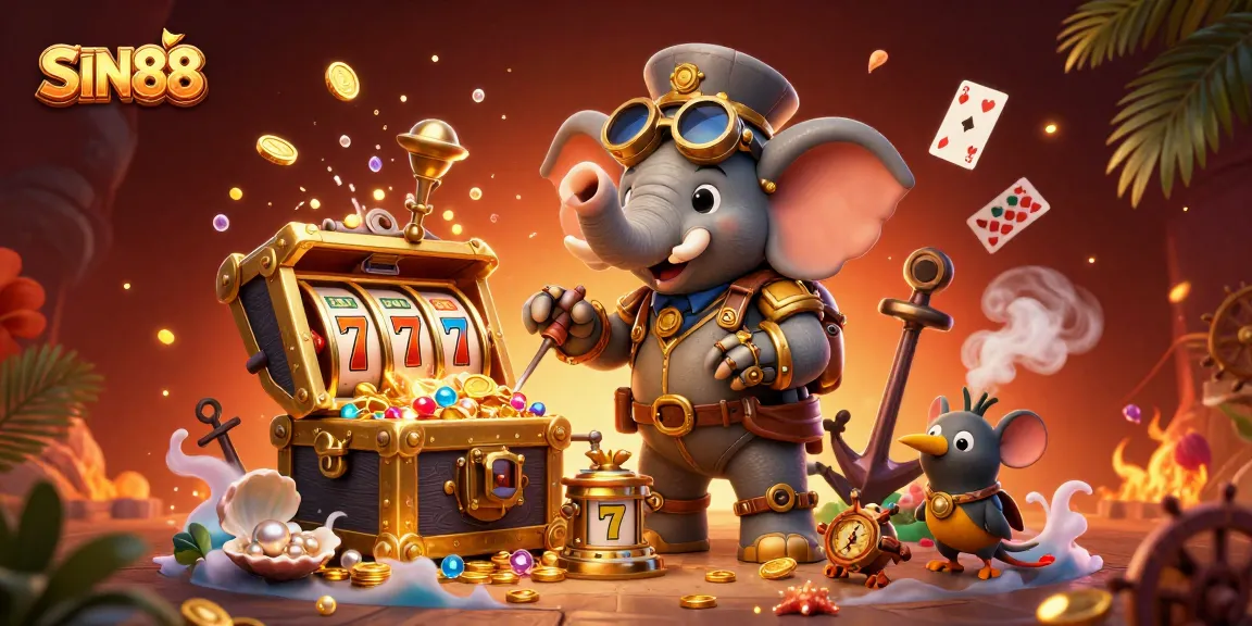 SIN88 captivates players with a vibrant steampunk slot adventure, featuring golden reels and animated characters.
