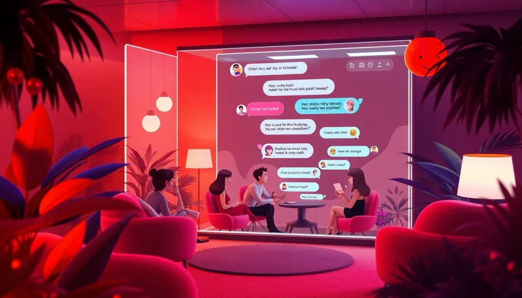 Engaging scene depicting a vibrant spicychat AI chatbot interaction in a digital space.