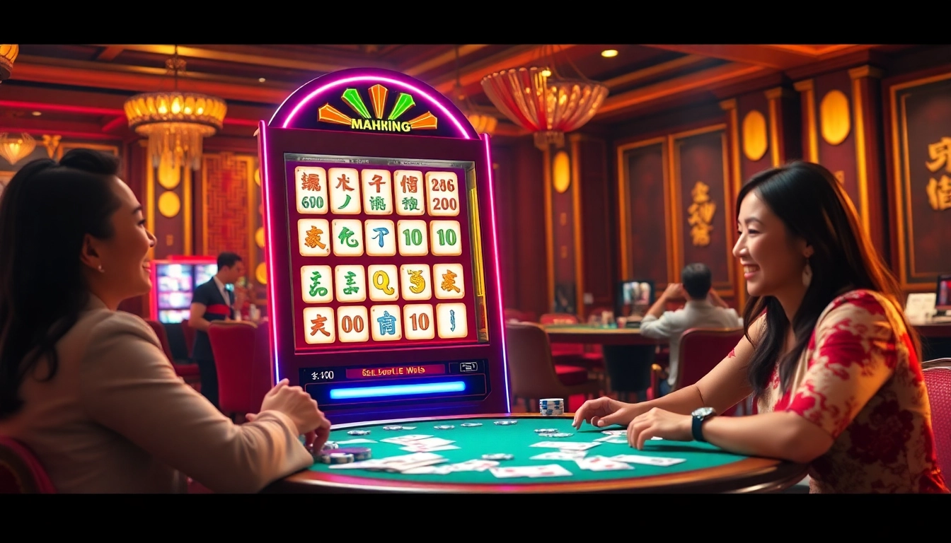 Experience the excitement of slot mahjong ways 2 with players enjoying a vibrant casino atmosphere.