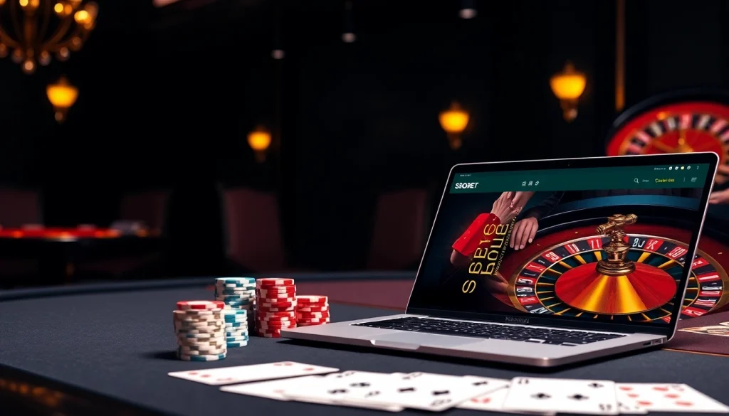 Betting excitement ignites with sbobet link alternatif at a luxurious poker table and roulette wheel.