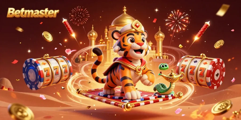 Experience thrilling gaming moments with Betmaster's vivid illustration of a vibrant online casino.