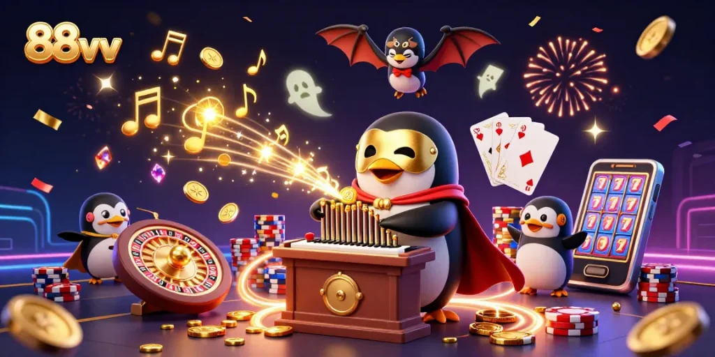 Experience exciting gameplay at 88vv with dynamic casino scenes and thrilling gambling elements.
