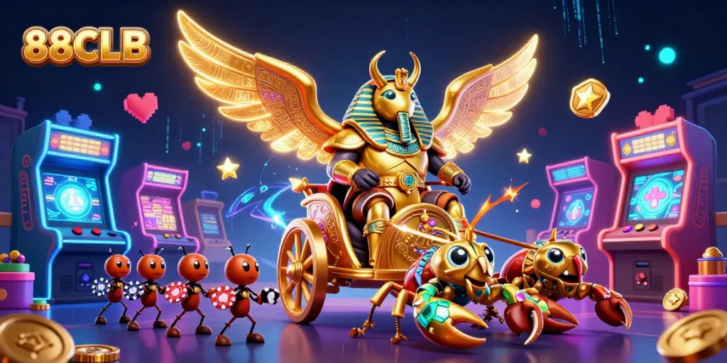 Experience thrilling gameplay with 88CLB's vibrant online casino adventure featuring unique characters and elements.