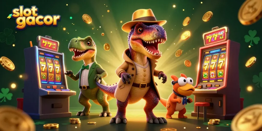 Experience excitement at slot gacor with a velociraptor card counter at the casino.